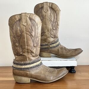 Coconuts By Matisse Western Cowboy Boots Women's Size 7.5 M Tan